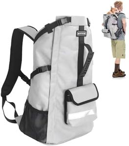 FOXFOCUS Dog Backpack Carrier for Medium Dogs - 4-Layer Protection, Under 30 lb, Waterproof, Adjustable Dog Travel Bag with Storage Pockets, Reflective Strips, Non-Slip Handle for Hiking - Grey
