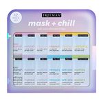 Freeman Limited Edition Mask & Chill Self Care Skincare Mask Holiday Kit, Face Masks To Exfoliate, Hydrate, Relieves Stress, and Refines Pores, Facial Mask Variety, 12 Piece Gift Set