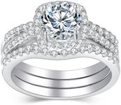 Moissanite Wedding Ring Set for Women, 1CT D Color VVS1 Clarity Sterling Silver Engagement Bridal Ring Set for Travel (5)