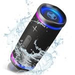 TREBLAB HD77 Premium Bluetooth Speaker - Loud 360° HD Surround Sound, Wireless Dual Pairing, 25W Powerful Bass, 20H Battery, Best for Outdoor Sports - True IPX6 Waterproof, Portable Blue Tooth