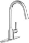 Moen Adler Chrome One-Handle High Arc Kitchen Sink Faucet with Power Clean, Modern Kitchen Faucet with Pull Down Sprayer, 87233
