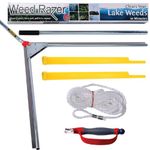 Jenlis The Original Weed Razer, Lake Weed Cutter, Large Pond Aquatic Plant Cutting Tool, Long and Sharp Razor Blades Shear Cattail, Reed, Lilly & Chara Algae, 48 Inch Cut Width, 25 Foot Throw Rope