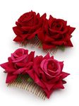 Vogue Hair Accessories Rose Juda Pins Hair Comb Clip (Red_Dark_Pink_Rose_Comb_Set-2)