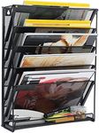 samstar Wall File Holder, 6-Tier Hanging Wall File Organizer Wall Mount Paper File Folder Mail Organizer for Office/School, 1 Pack