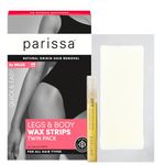 Parissa Legs & Body Wax Strips Kit Value Pack for Body Hair Removal | Waxing Kit for Women | Ready-to-Use Large Wax Strips for At-Home Hair Removal | Includes Post-Wax Ultra Soothe Oil |48 Strips (24 x 2)