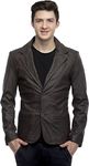 WOLVER Leather Blazer for Men | Leather Mens Blazer | Leather Coats for Men Brown