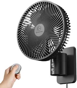 LEMOISTAR 8 Inch Small Wall Mounted RV Fan with Remote Control, 90° Oscillating, 4 Speeds, 4 Timer, Adjustable Tilt, 70 Inch Cord, Quiet, for Corner Bedroom Home Office Garage-Black