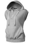 GIVON Womens Comfortable Lightweight Sleeveless Canga Pocket Hoodie, Gwh201-grey, X-Large