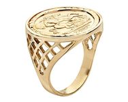 Old English Jewellers 9ct Yellow Gold on Silver Sovereign Coin Ring - St George - Siezs M to Z + 1 (R)