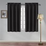 Hiasan Black Curtains 2 Panels for Kitchen, Rod Pocket Thermal Insulated Energy Efficient Blackout Short Window Curtains, 42 Inches Wide x 45 Inches Long