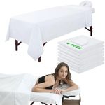 3 Piece Massage Table Sheets Set 4 Sets Microfiber Massage Bed Cover Soft Waterproof and Oil Proof Reusable for SPA Beauty Tattoos Includes Table Cover,Fitted Sheet and Face Rest Cover (White)