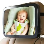 Enovoe Carseat Mirrors Rear Facing with Bonus Cleaning Cloth - Wide, Convex Back Seat Baby Mirror is Shatterproof and Adjustable - 360 Swivel Car Mirror Helps Keep an Eye on Your Infant