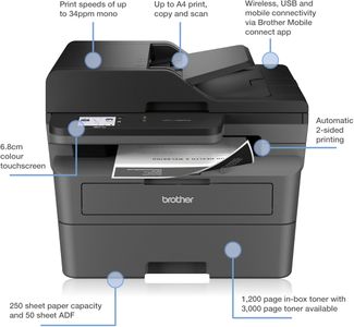 Brother MFC-L2800DW Mono Laser All-in-One Printer – A4, Duplex, UK Plug
