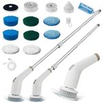 GeeSoul Electric Spin Scrubber, 13 in 1 Electric Cleaning Brush, Large Power with 2 Adjustable Speeds, Shower Cleaner Brush for Bathroom, Tub, Toilet, Kitchen