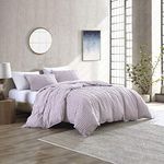 Brielle Home Mabel Solid Wavy Tufted/Textured Cotton Comforter Set, Lilac, Full/Queen