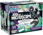 Science Mad 100x Microscope For Kids - Learn How To Magnify With Fun - Features Powerful Illumination, 100x Magnification, Slides and Tools Included, 6+ Years, Rose