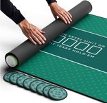 Newverest Poker Table Top 70" x 35", Texas Hold'em Poker Mat for Home Game Nights Up to 10 Players, Blackjack, Casino | Poker Topper for Tables in Zipper Storage Bag with 8 Coasters in Gift-Ready Box