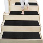 DLD 30"X8" Non Slip Stair Treads Indoor Wood Stairs Anti Slip Tread Carpet Step Staircase Mats Self Adhesive Skidproof Stair Pad Rugs (Black, 14 Pack)