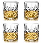 Amisglass Crystal Whiskey Glasses - 300ml Set of 4 Lead Free Hand Blown Crystal - Thick Weighted Bottom - Seamless Design - Perfect for Scotch, Bourbon, Manhattans, Old Fashioned's, Cocktails