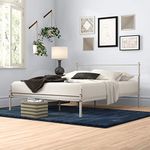 Zinus Geraldine Metal Queen Bed Frame White | Steel Headboard and Footboard | Strong Steel Slats