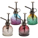 Frcctre 4 Pack Glass Plant Mister Spray Bottle, Vintage Spray Bottle with Bronze Plastic Top Pump, 6.3 Inches Decorative Fine Mist Spritzer Watering Can for Indoor Outdoor Succulent Plant Garden