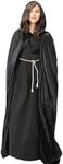 candyfouse Halloween Hooded Cloak Velvet Cape, Adult Vampire Witch Cape for Halloween Cosplay Costumes (Black, 130cm)