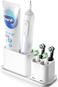 ALOCEO Portacepillos de Dientes, Soporte para Cepillo de Dientes Eléctrico, Recipiente para Cepillos de Dientes, Cabezales de Cepillos y Pasta de Dientes, Plástico, Blanco