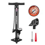 Bike Pump, WEIDMAX Ergonomic Bike Floor Pump Track Pump Bicycle Tire Air Pump Portable Inflator Pump with Pressure Gauge, 160 psi, Compatible with Universal Presta and Schrader Valve