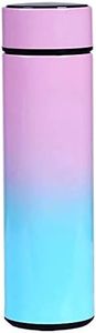 QiCheng&LYS 500ML Travel Mug, Flask with Temperature Display Vacuum Cup with Flask 304 Stainless Steel,Insulation Cup, Double Walled Vacuum for Heat and Cold Water (Pink Gradient)