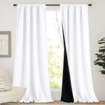 NICETOWN White 100% Truly Blackout Curtains, Rod Pocket Super Heavy-Duty Black Lined Total Darkness Drapes for Hall, Privacy Window Treatment Curtains for Patio (2 PCs, 52-inch W x 108-inch L)