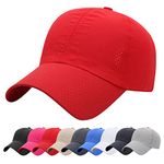 Baynetin Mens Breathable Mesh Baseball Cap,Quick Dry Ultralight Outdoor Sports Hat Adjustable Travel Summer Cap (Red)