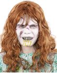 Smiffys The Exorcist Regan Mask, Adult, Full Overhead Latex Mask with Attached Hair, Official Exorcist License Outfit with Scar Detail, Perfect for Frightening Halloween