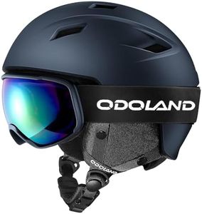 Odoland Ski Helmet and Goggles Set, Snowboard Helmet Glasses for Men, Women & Youth - Shockproof/Windproof Gear for Skiing, Snowboarding, Midnight Blue, S