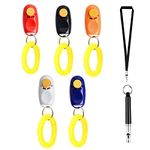 Dog Clicker, MRKTAO 5 PCS Dog Training Clickers with Wrist Straps and 1 PCS Dog Whistle,Clickers for Puppy Cat Bird Horse Training,cat clicker