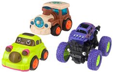 TOY REPUBLIC Super Combo Set of 3 Toys - Monster Truck_Blue + Mini Car + Mini Train Engine – Toys for Toddlers, Baby, Kids, Child, Girls, 3, 4, 5, 6, 7 Year Old Boys (3 Piece)