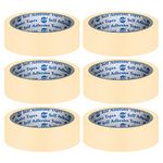 VCR Masking Tape - 20 Meters in Length 24mm / 1" Width - 6 Rolls Per Pack - Easy Tear Tape, Best for Carpenter, Labelling, Painting and leaves no residue after a peel.