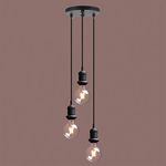 Yosoan Lighting Industrial Loft Bar Cluster 3 Pendant Light Fittings, Vintage Triple Hanging Pendant Ceiling Lights with Adjustable 200cm Wires for Kitchen Island Living Room Dining Room (Black)