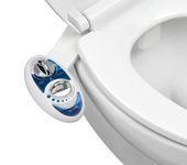 LUXE Bidet Neo 185 (Elite) Non-Electric Bidet Toilet Attachment w/Self-Cleaning Dual Nozzle and Easy Water Pressure Adjustment for Sanitary and Feminine Wash (Blue and White) 13.5 x 7 x 3 inches