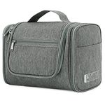 Large Hanging Toiletry Bag for Men and Women Travel Makeup Bag Organizer Portable Waterproof Bathroom Shower Bag Lightweight Shaving Bag (Grey Denim)