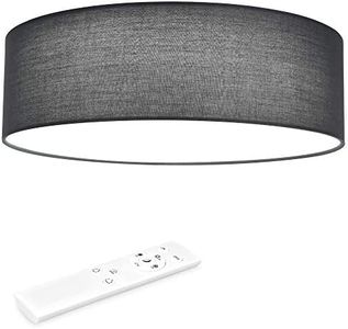 Navaris Plafonnier LED 22W - Rond 40cm Ø Design Tissu Gris Foncé - Plafonnier Lumière LED Variable avec Changement de Température de Couleur et Télécommande