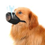 Dog Muzzle, Soft Mesh Muzzle for Small Medium Large Dogs, Chihuahua German Shepherd Bulldog, Breathable and Drinkable Muzzle Cover, Adjustable Anti-Fall Bite Barking Chewing Muzzle (Black, M)