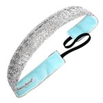 Sweaty Bands Womens Girls Headband - Non-Slip Velvet-Lined Glitter Hairband - Viva Diva Silver 1-Inch