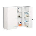 Relaxdays XXL Medicine Cabinet, Premium Locking w/ 2 Doors, 11 Compartments, HxWxD: 53 x 53 x 20 cm, First Aid Cupboard, White