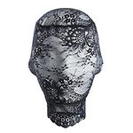 Hosfairy 1Pcs Halloween Lace Mask Lace Skin Mask Full Face Mask for Halloween Party Cosplay Costume Props(Black)