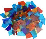 Lanyani Transparent Cathedral Stained Glass Pieces Sheets, Glass Mosaic Tiles Supplies for Crafts, Irregular Shape and Mixed Colors, 2.2 Pound Value Pack