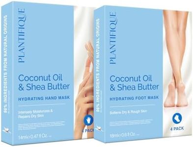 PLANTIFIQUE Hand Mask for Dry Hands – 4 Pairs Moisturizing Gloves with Shea Butter and Korean Foot Mask with Shea Butter 4 Pairs Box for Dry & Cracked Feet