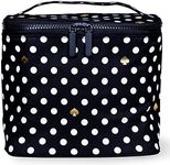 Kate Spade New York Insulated Soft Cooler Lunch Tote with Double Zipper Close and Carrying Handle, Polka Dots (Black/White)