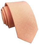 Elfeves Men's Skinny Solid Color Tie Causal Cotton Linen Narrow Slim cut Necktie, Light Peach, One Size