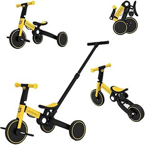 4 in 1 Kids Tricycle With Parent Push Handle | Toddler Tricycle | Kids Bike |Children Balance Bike | Lightweight & Portable Push Bike With Removable Pedals | Foldable Trike With Adjustable Seat Design