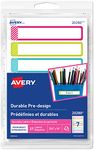 Avery Durable Labels for Kids School Gear, Rectangle, 3.5" X 5/8", Hand Write, Assorted Colours, Permanent, 21 Labels (20280)